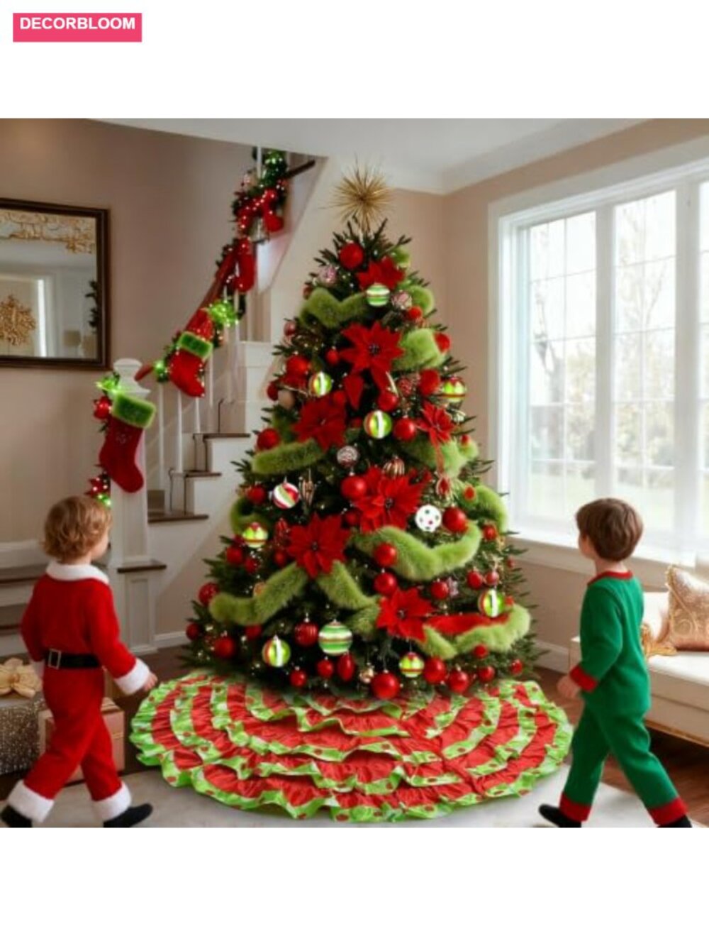 48 Inch Ruffle Tree Skirt with Polka Dots - Picture 4 of 6